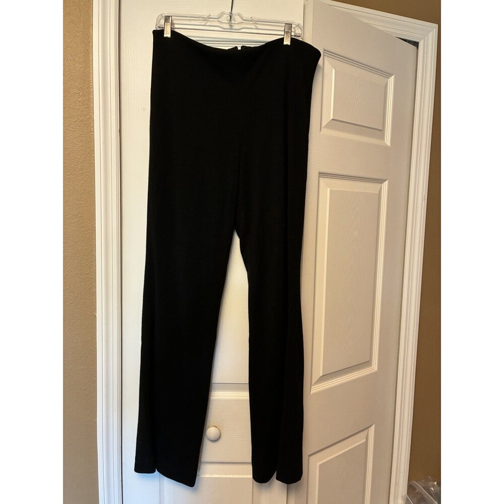 Tesori 100% Wool Black Women’s Pants Flat Front Back Zipper Elastic Waist